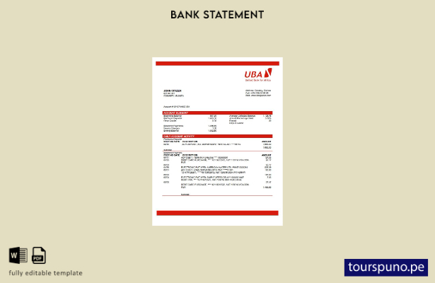 listo para imprimir plantilla de word   extracto bancario de la UBA de Guinea